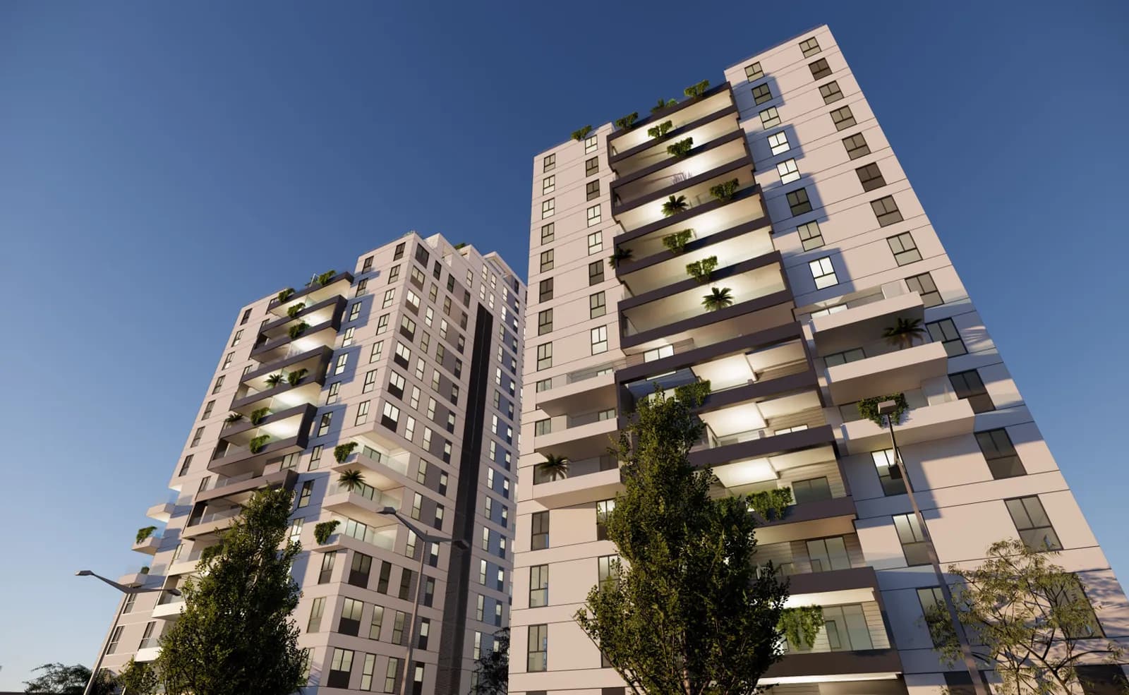 הדמיית מתחם מגורים חדש ברחוב רזיאל 26-32 בנתניה