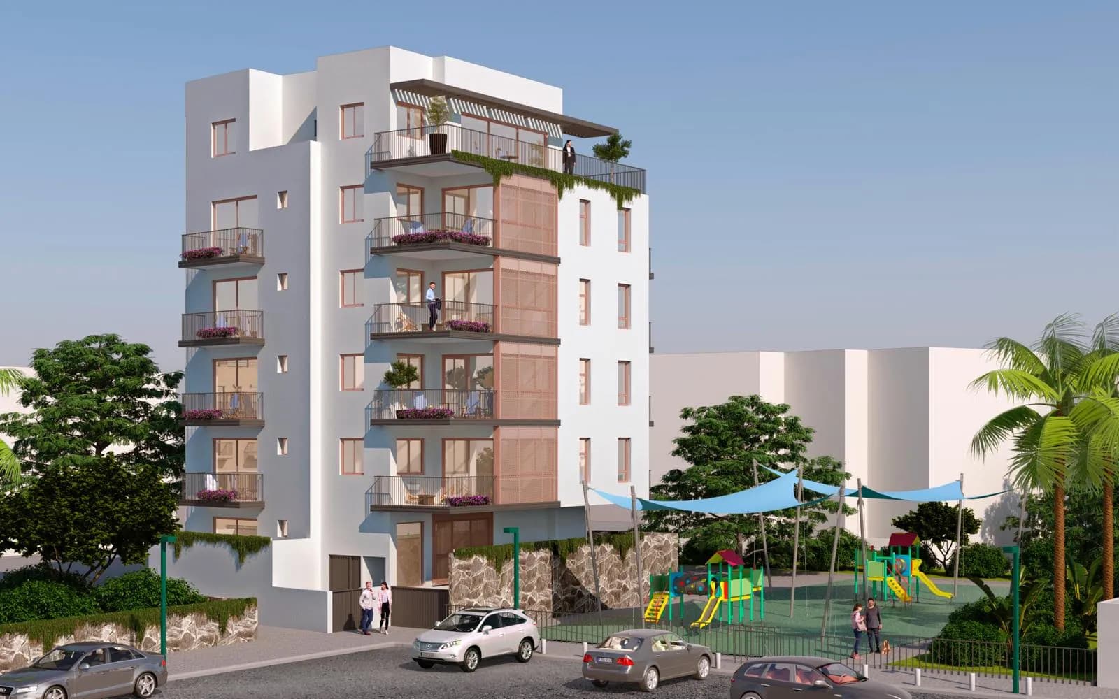 הדמיית בניין מגורים חדש ברחוב לפין 18 בתל אביב