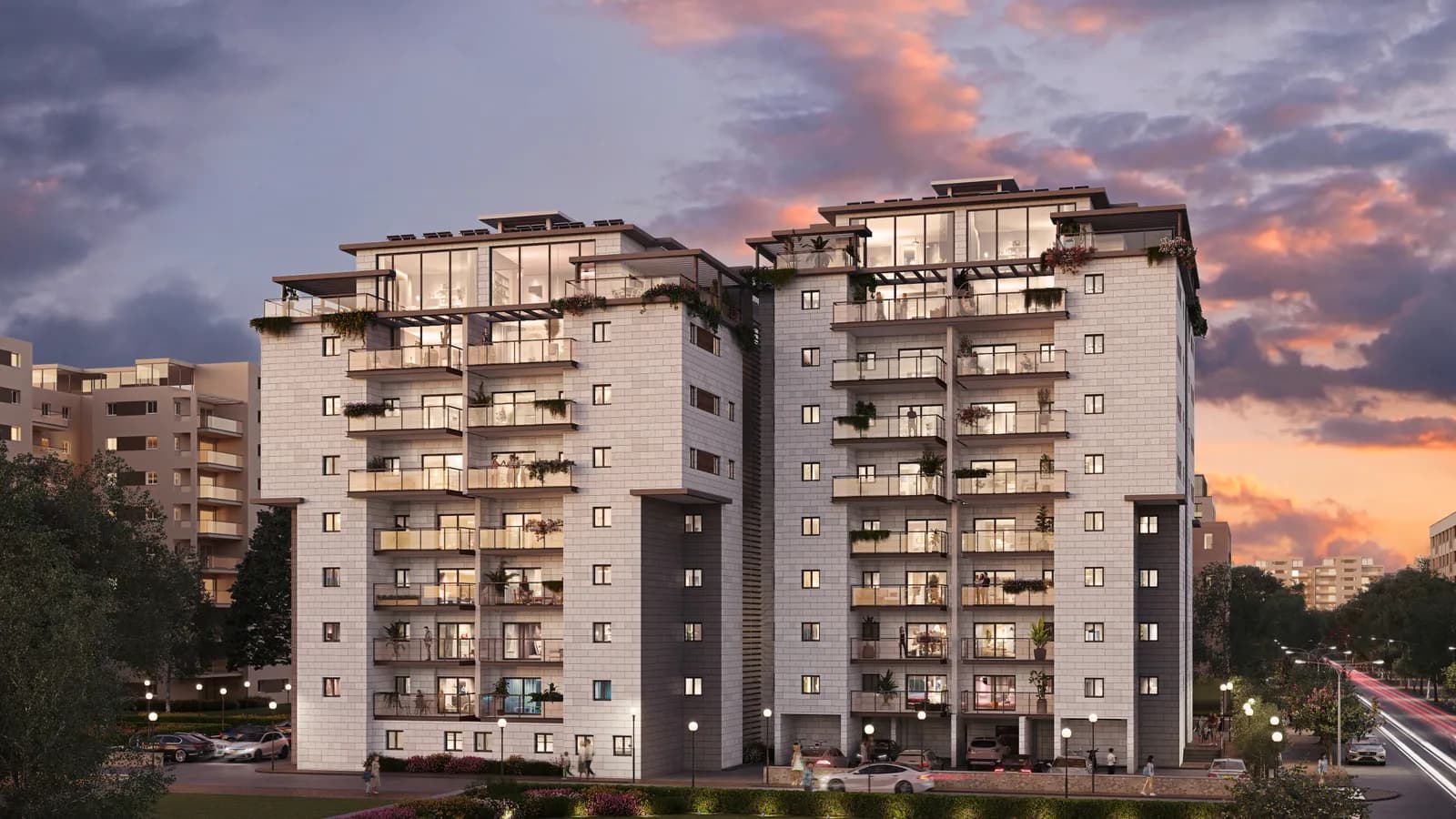 הדמיית בנייני מגורים חדשים ברחוב הדרור 28-30 ביבנה